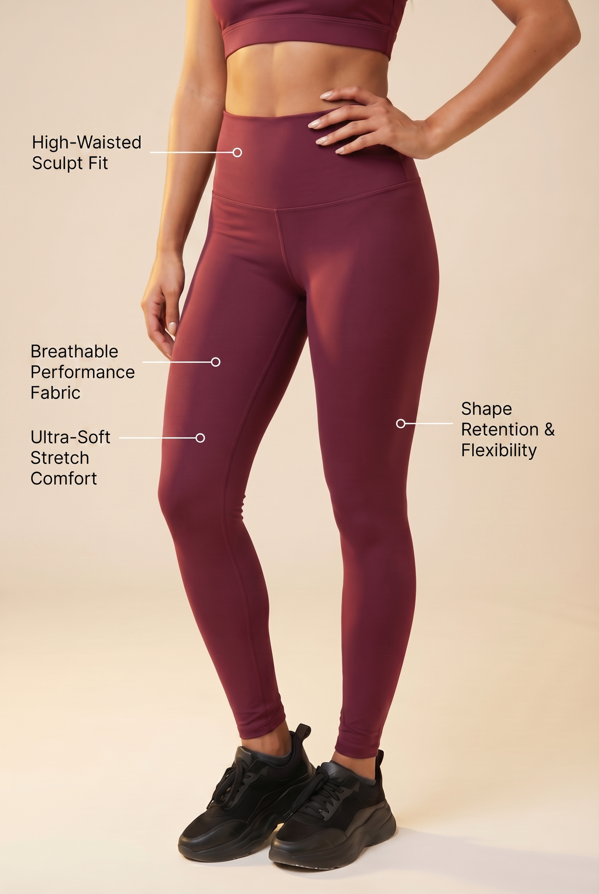 CoreFit High-Waist Legging Apparel & Accessories > Activewear > Leggings > High-Waist Leggings by Profit Outfits