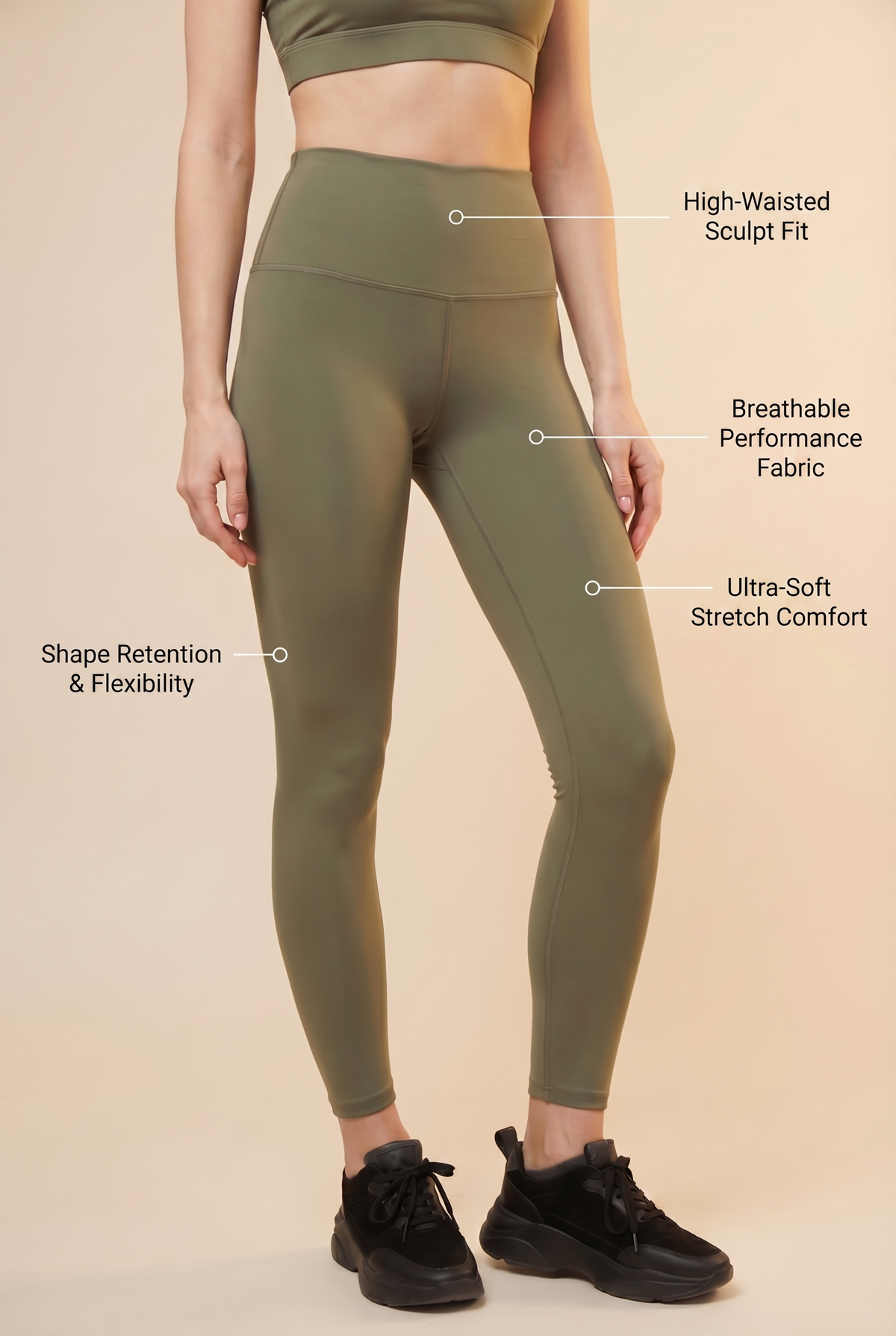 CoreFit High-Waist Legging Apparel & Accessories > Activewear > Leggings > High-Waist Leggings by Profit Outfits