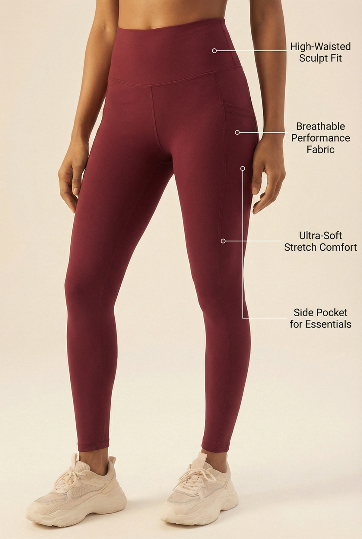 CoreFit High-Waist Pocket Performance Legging Apparel & Accessories > Activewear > Leggings > High-Waist Leggings by Profit Outfits