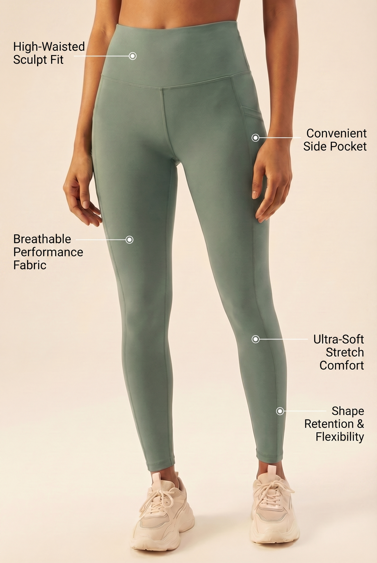 CoreFit High-Waist Pocket Performance Legging Apparel & Accessories > Activewear > Leggings > High-Waist Leggings by Profit Outfits