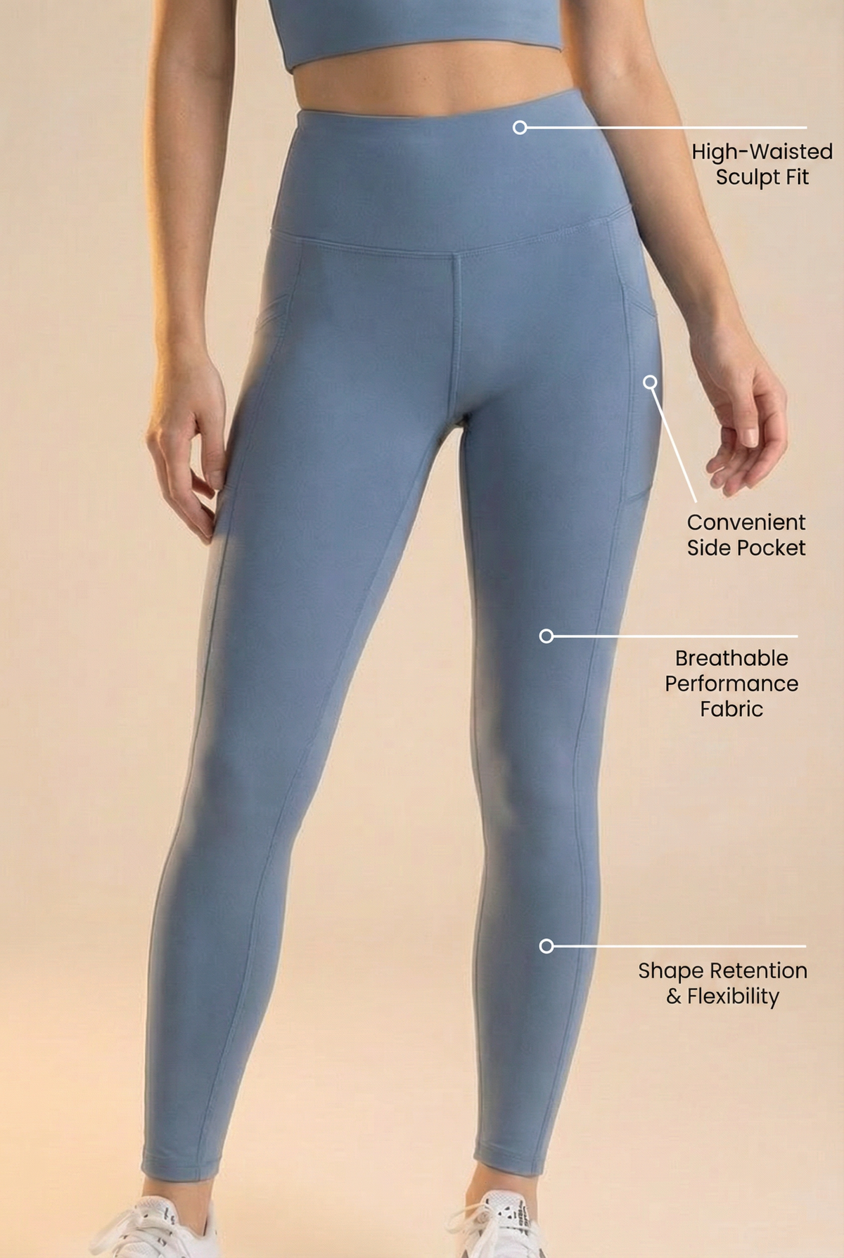 CoreFit High-Waist Pocket Performance Legging Apparel & Accessories > Activewear > Leggings > High-Waist Leggings by Profit Outfits