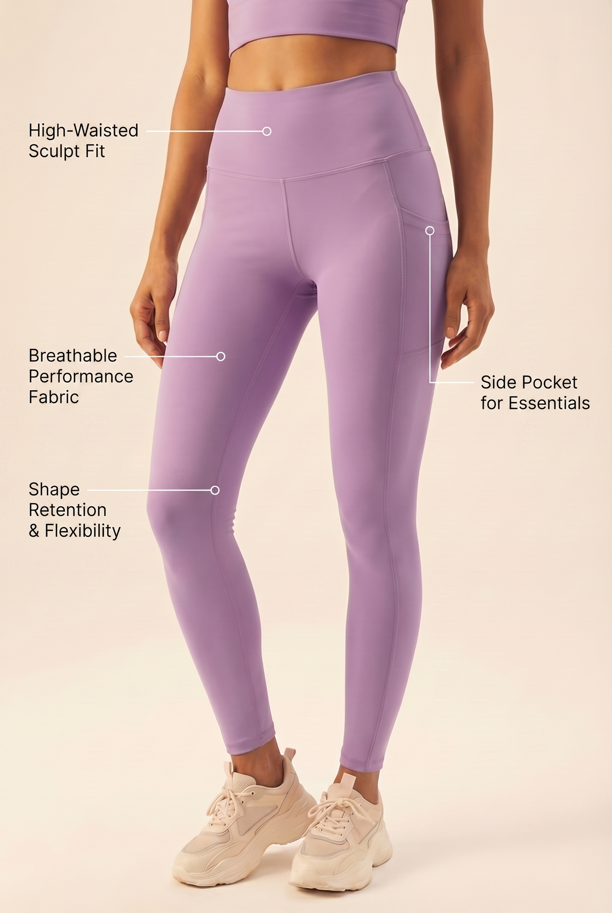 CoreFit High-Waist Pocket Performance Legging Apparel & Accessories > Activewear > Leggings > High-Waist Leggings by Profit Outfits