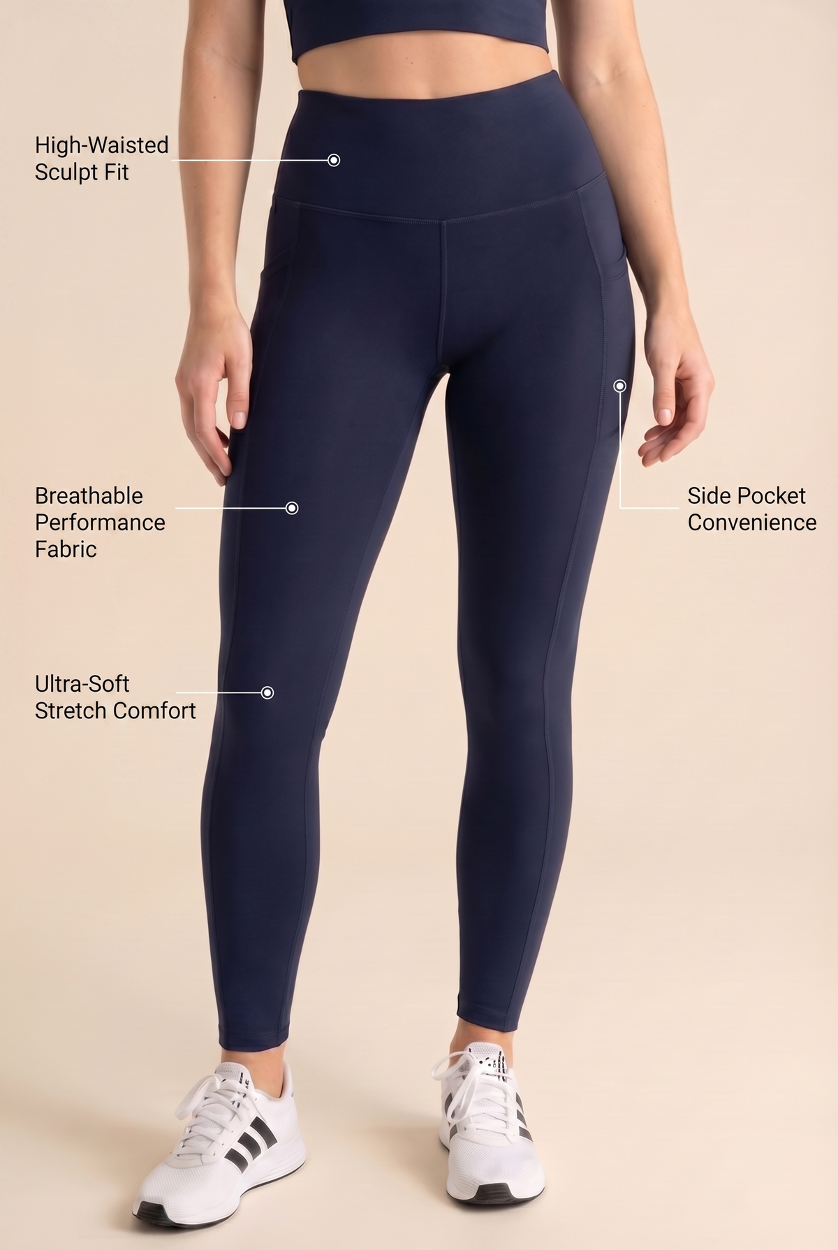 CoreFit High-Waist Pocket Performance Legging Apparel & Accessories > Activewear > Leggings > High-Waist Leggings by Profit Outfits