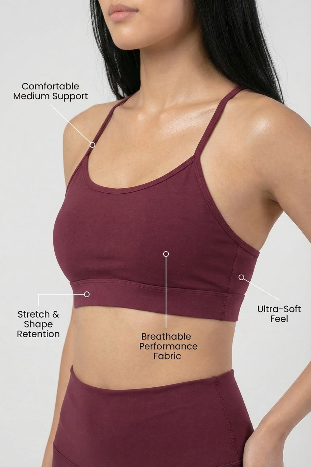CoreFit Sports Bra - Garnet (Style K9972Y) Apparel & Accessories > Activewear > Sports Bras by Profit Outfits