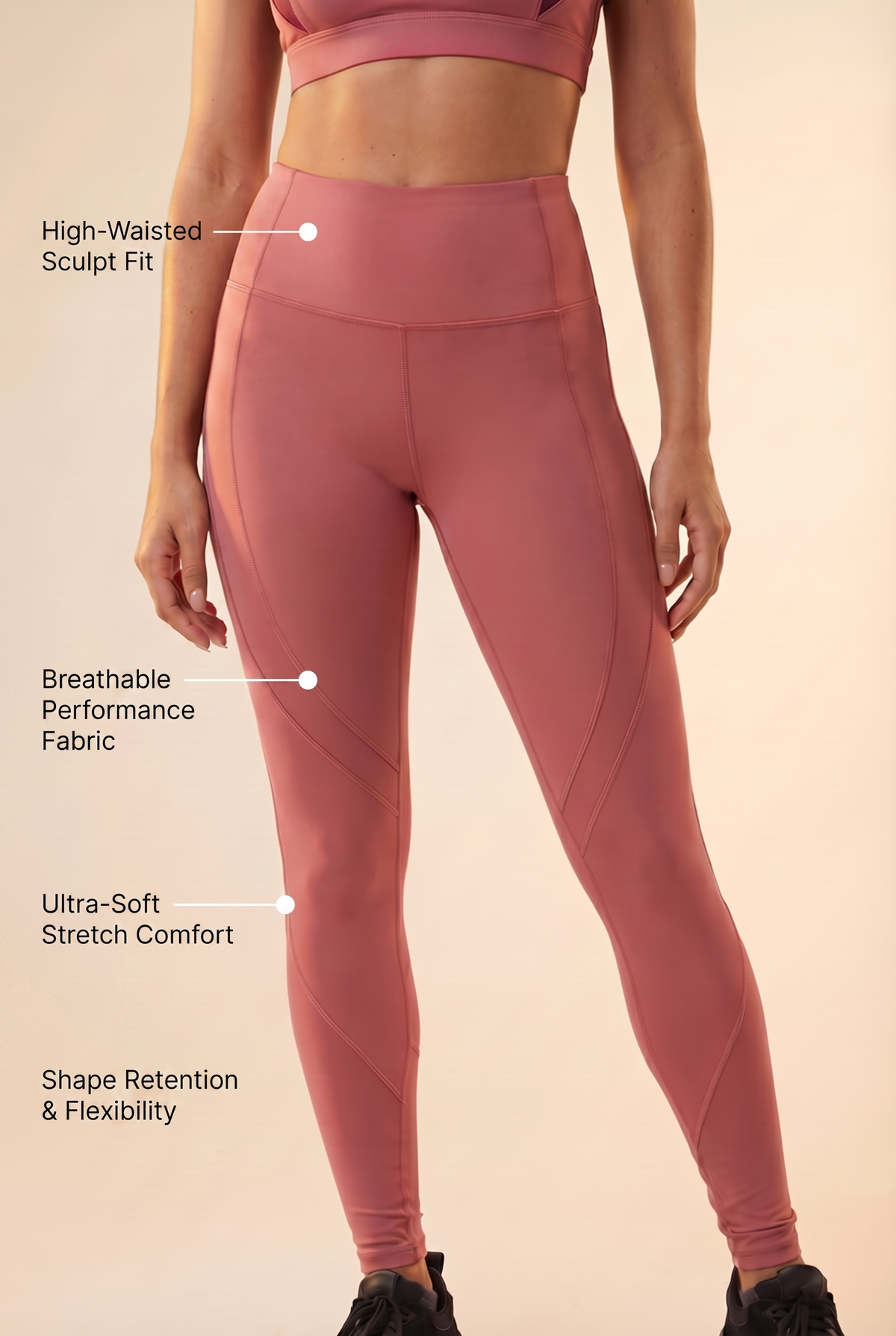 CoreFit Sports Legging in Dry Rose