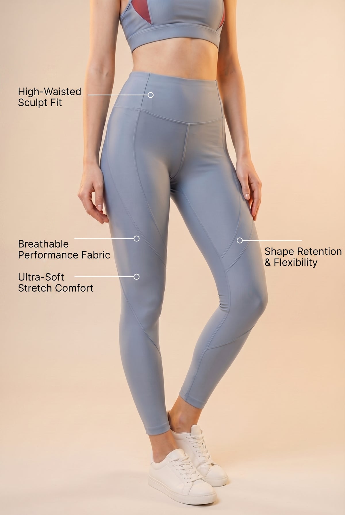 CoreFit Sports Legging - Light Blue Apparel & Accessories > Activewear > Leggings > High-Waist Leggings by Profit Outfits