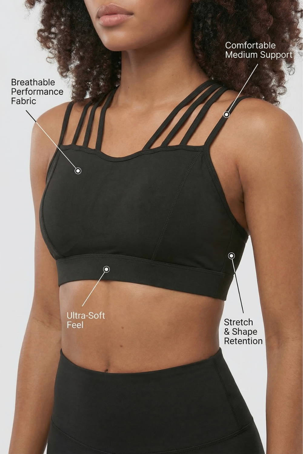 CoreFit Strappy Sports Bra Apparel & Accessories > Activewear > Sports Bras by Profit Outfits