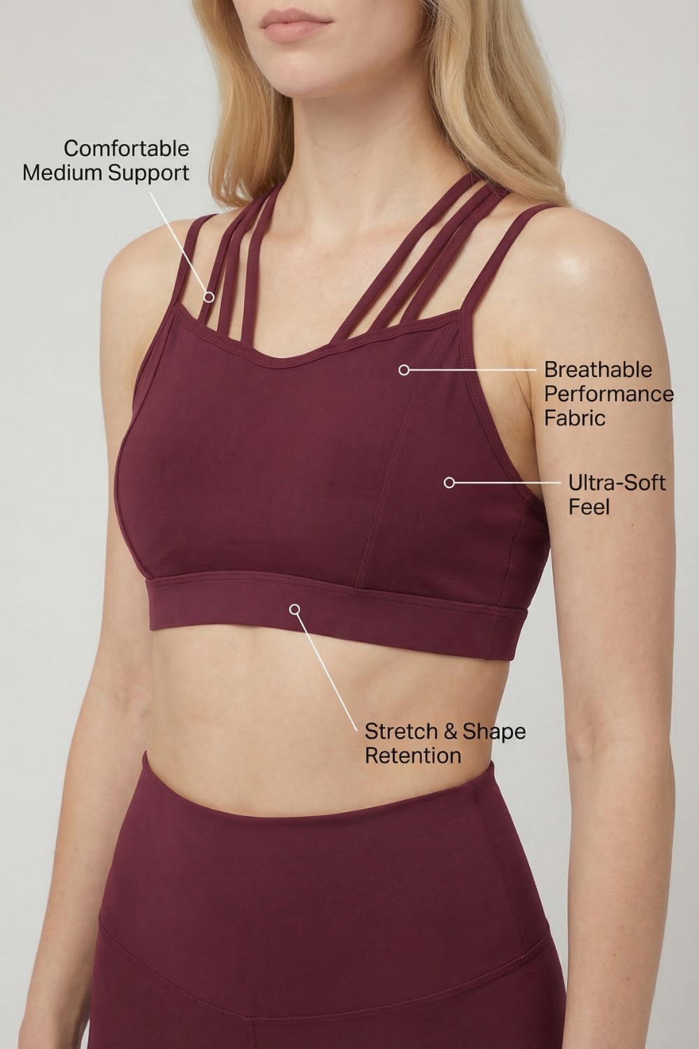 CoreFit Strappy Sports Bra Apparel & Accessories > Activewear > Sports Bras by Profit Outfits