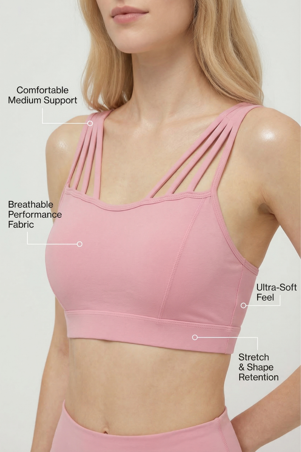 CoreFit Strappy Sports Bra Apparel & Accessories > Activewear > Sports Bras by Profit Outfits