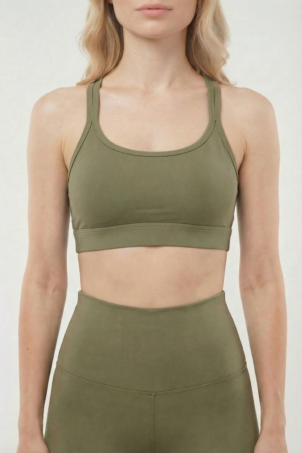CoreFit Strappy Sports Bra - Green (Style HQ9739Y-B) Apparel & Accessories > Activewear > Sports Bras by Profit Outfits