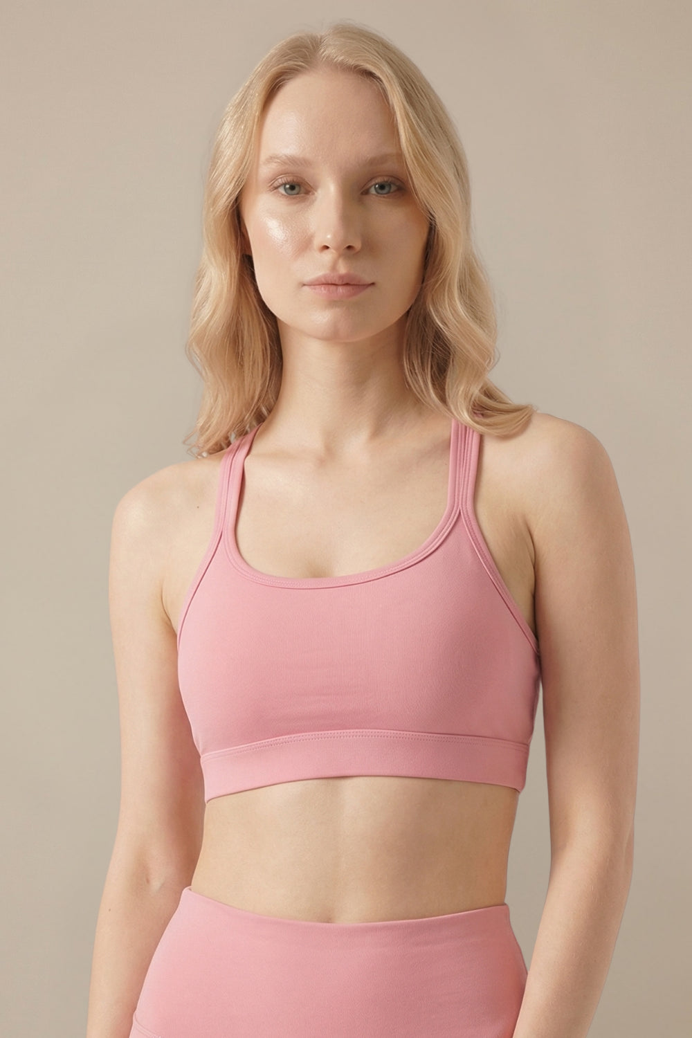 CoreFit Strappy Sports Bra - Pudra (Style HQ9739Y-B) Apparel & Accessories > Activewear > Sports Bras by Profit Outfits