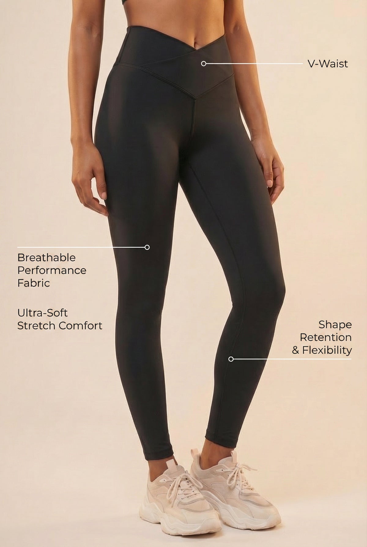 CoreFit V-Waist Legging - Black Apparel & Accessories > Activewear > Leggings > High-Waist Leggings by Profit Outfits
