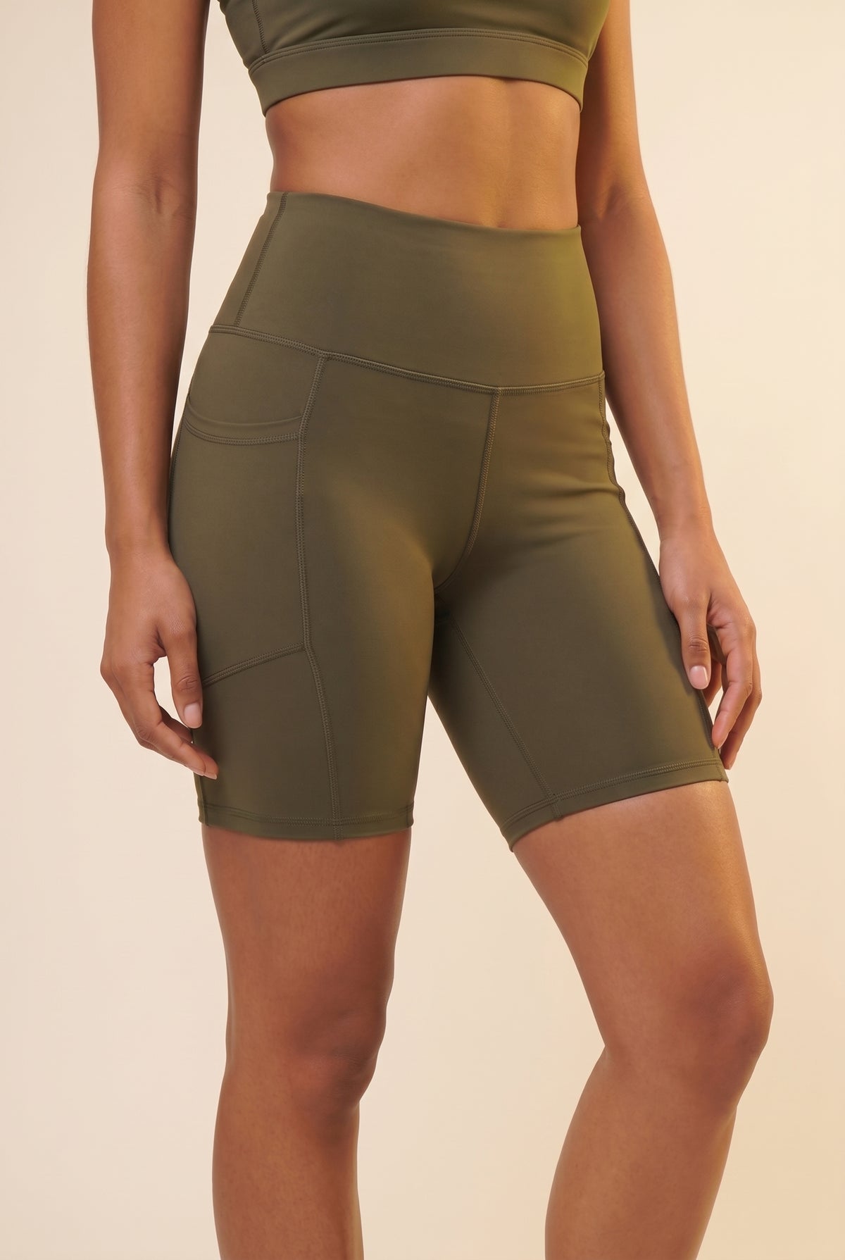 Flex 3-Pocket Bike Shorts - Army Green Apparel & Accessories > Activewear > Shorts > Bike Shorts by Profit Outfits