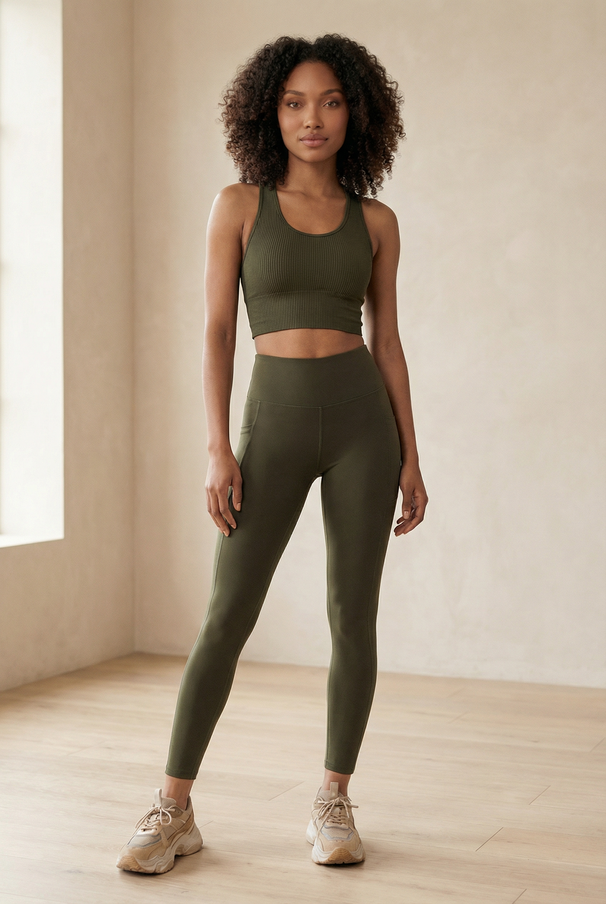 FlexPocket Full-Length High-Waist Legging in Army Green