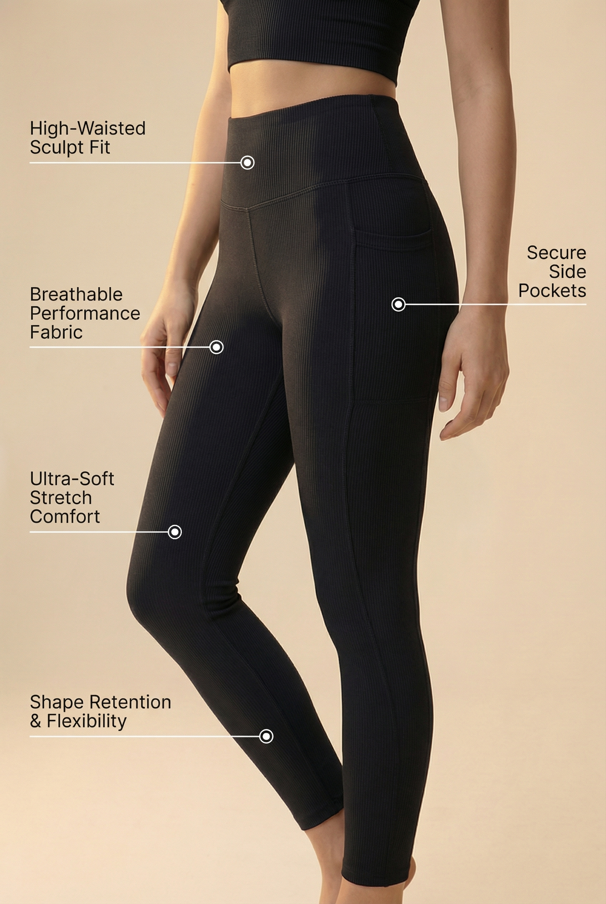 FlexPocket Full-Length High-Waist Legging Apparel & Accessories > Activewear > Leggings > High-Waist Leggings by Profit Outfits