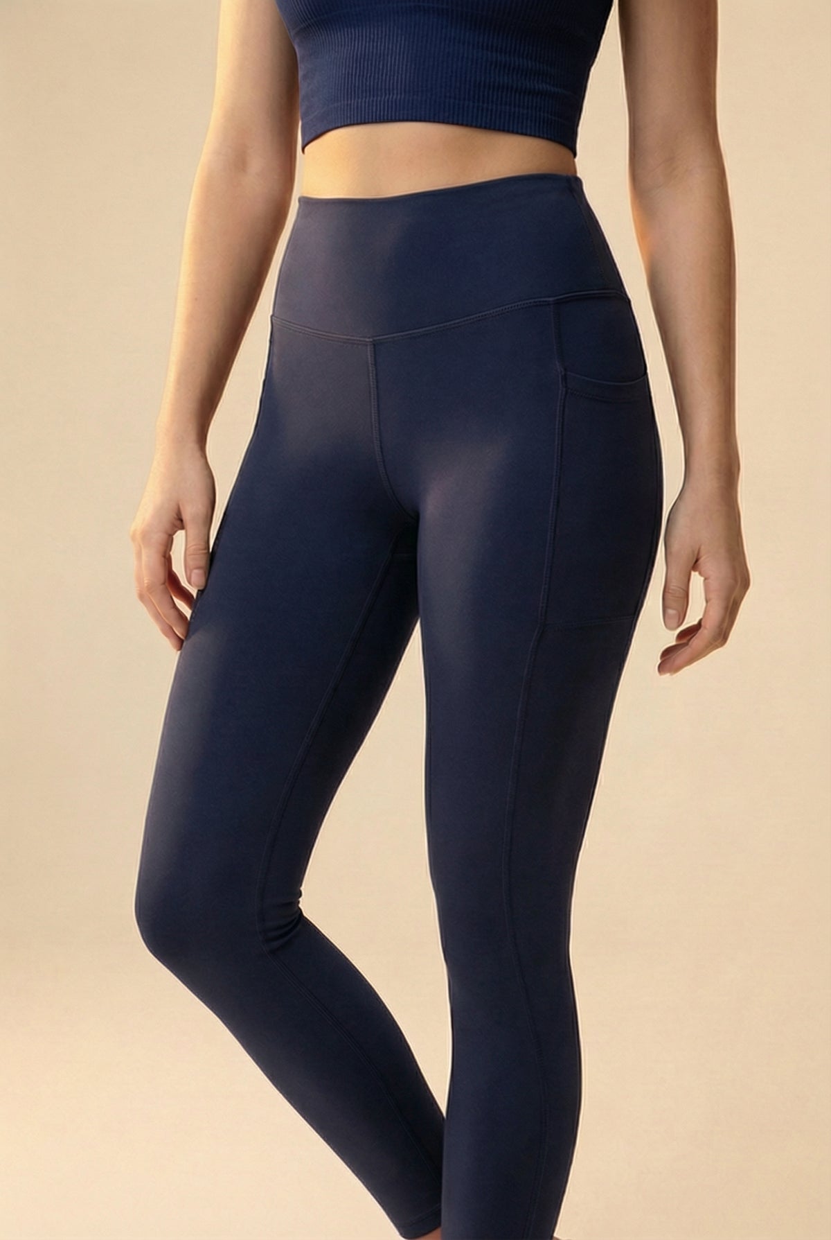 FlexPocket Full-Length High-Waist Legging - Navy Apparel & Accessories > Activewear > Leggings > High-Waist Leggings by Profit Outfits