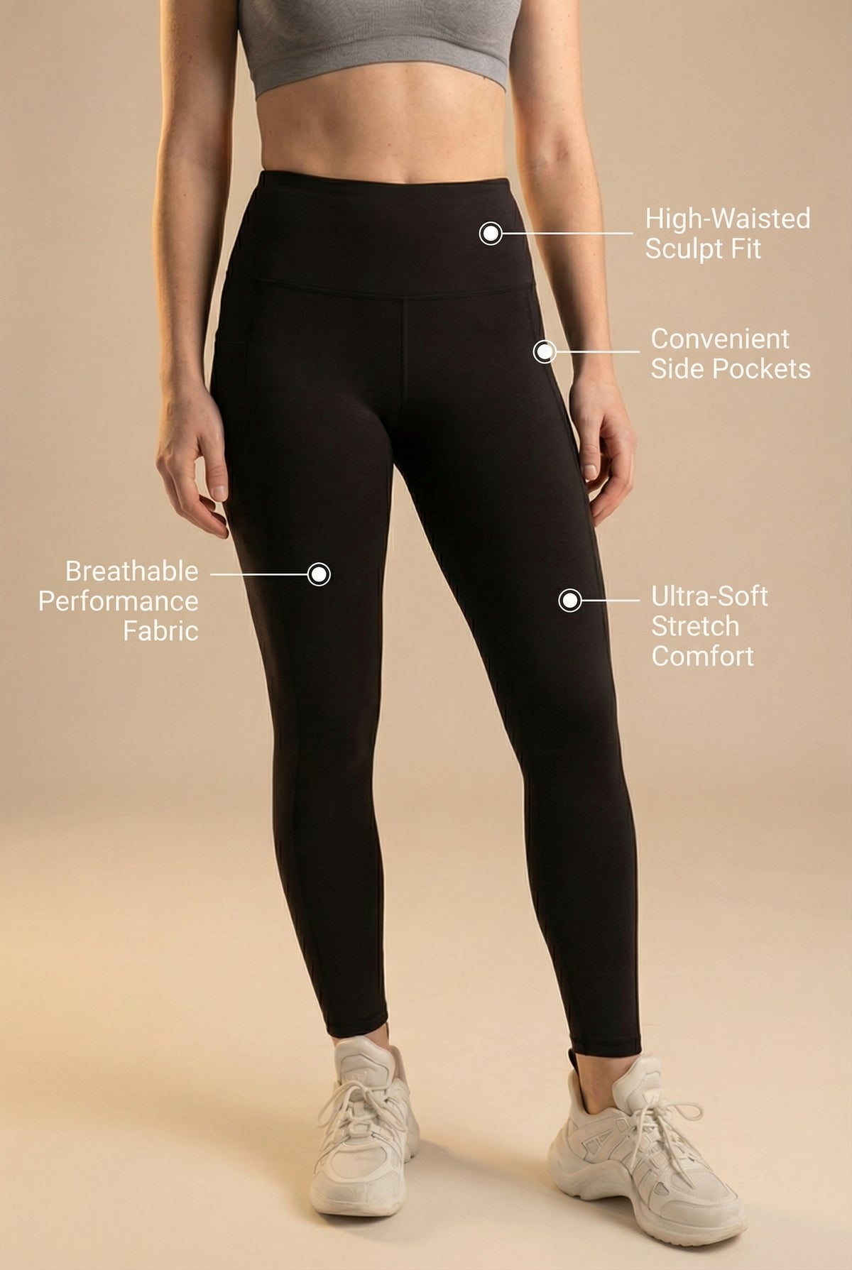FlexPocket High-Waist Legging - Black Apparel & Accessories > Activewear > Leggings > High-Waist Leggings by Profit Outfits