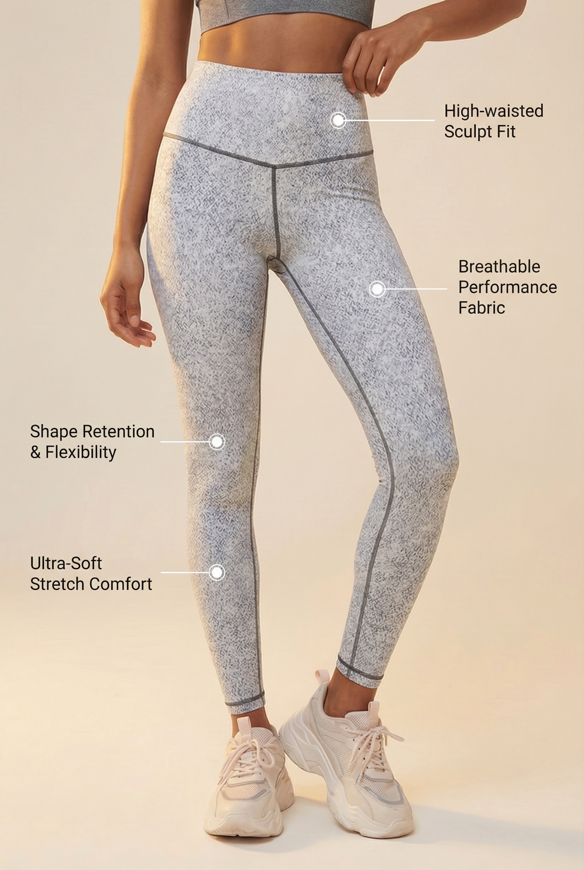 Melange High-Waist Legging Apparel & Accessories > Activewear > Leggings > High-Waist Leggings by Profit Outfits