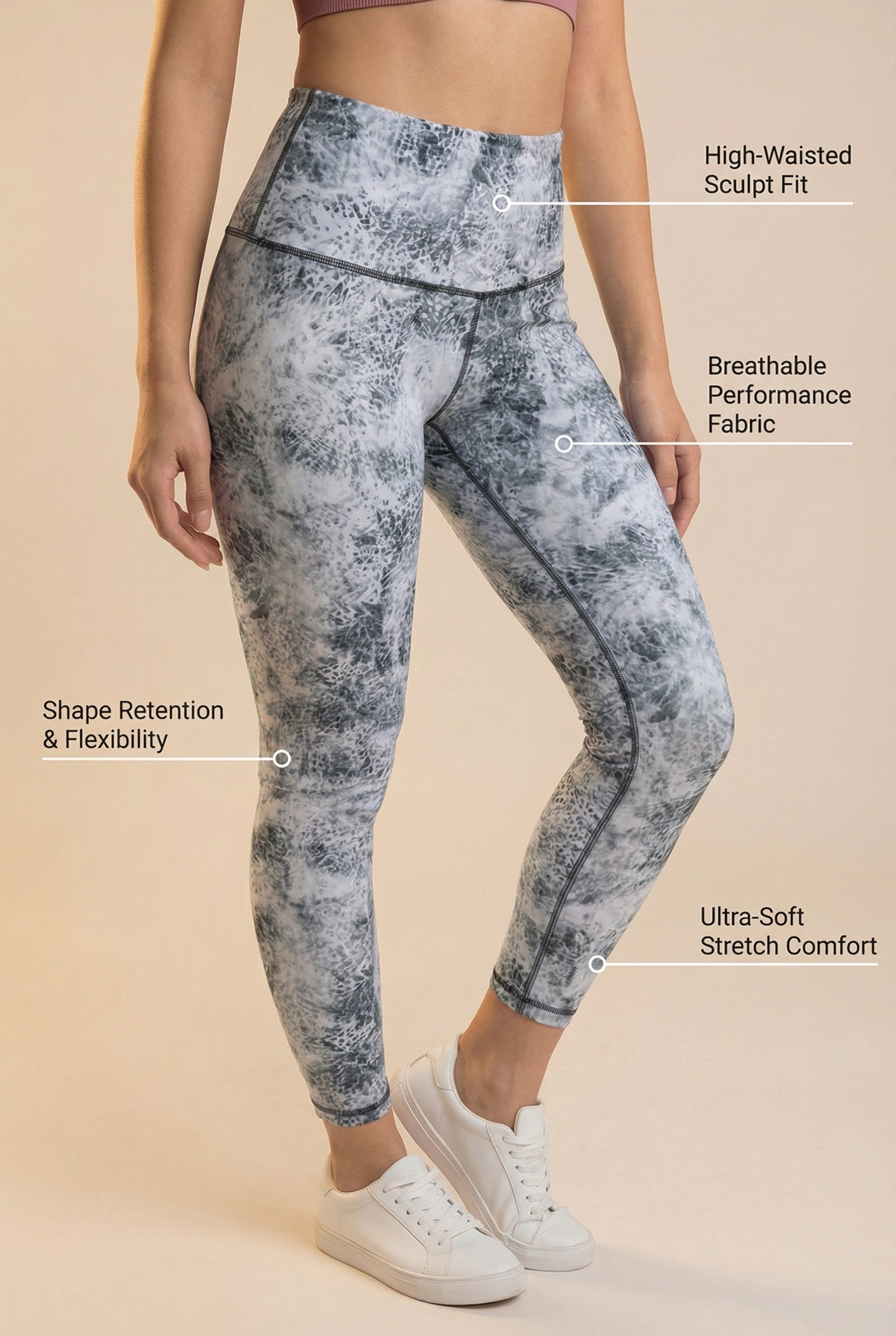 Melange High-Waist Legging  by PROFIT OUTFITS