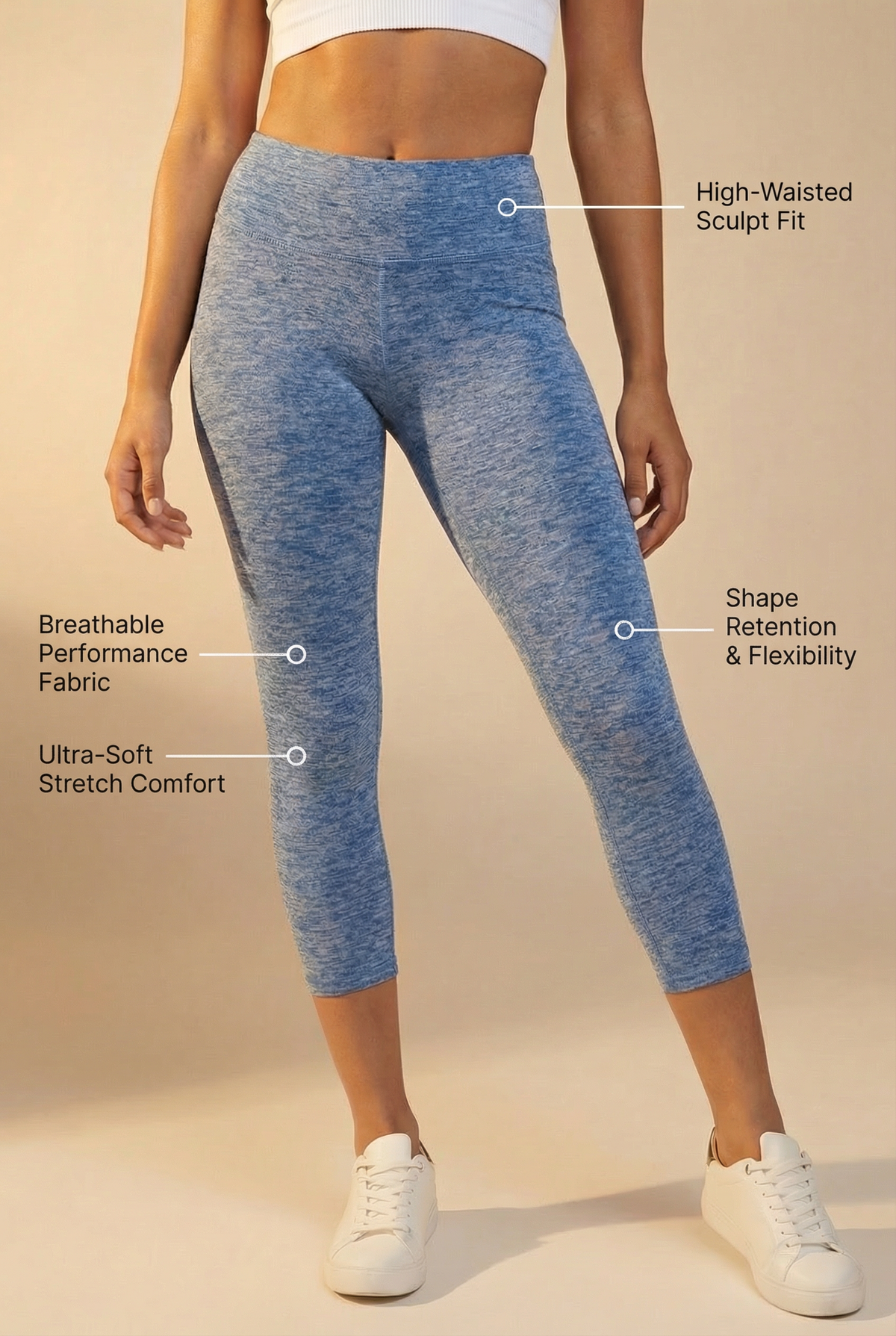 Melange Seamless High-Waist Legging Apparel & Accessories > Activewear > Leggings > High-Waist Leggings by Profit Outfits