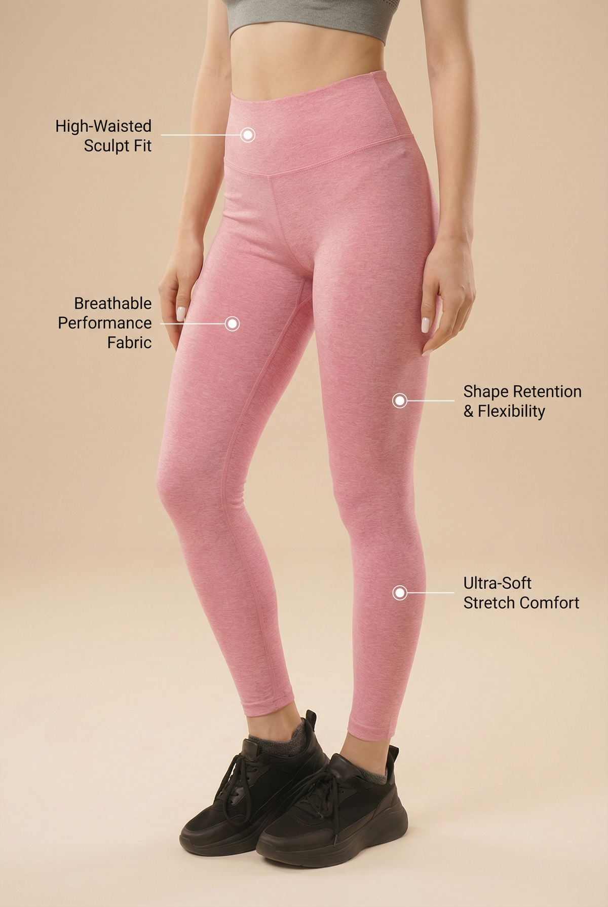 Melange Seamless High-Waist Legging Apparel & Accessories > Activewear > Leggings > High-Waist Leggings by Profit Outfits
