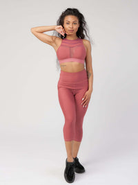 Mesh Panel High-Neck Strappy Sports Bra Apparel & Accessories > Activewear > Sports Bras by Profit Outfits