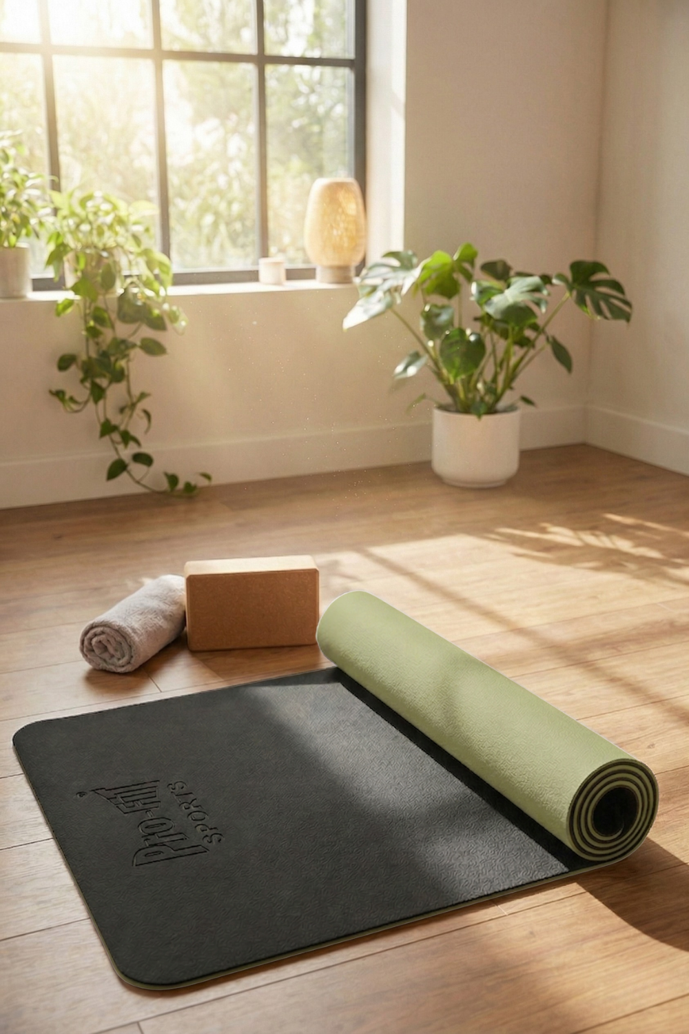 Reversible Studio Yoga Mat - Black/Green  by PROFIT OUTFITS