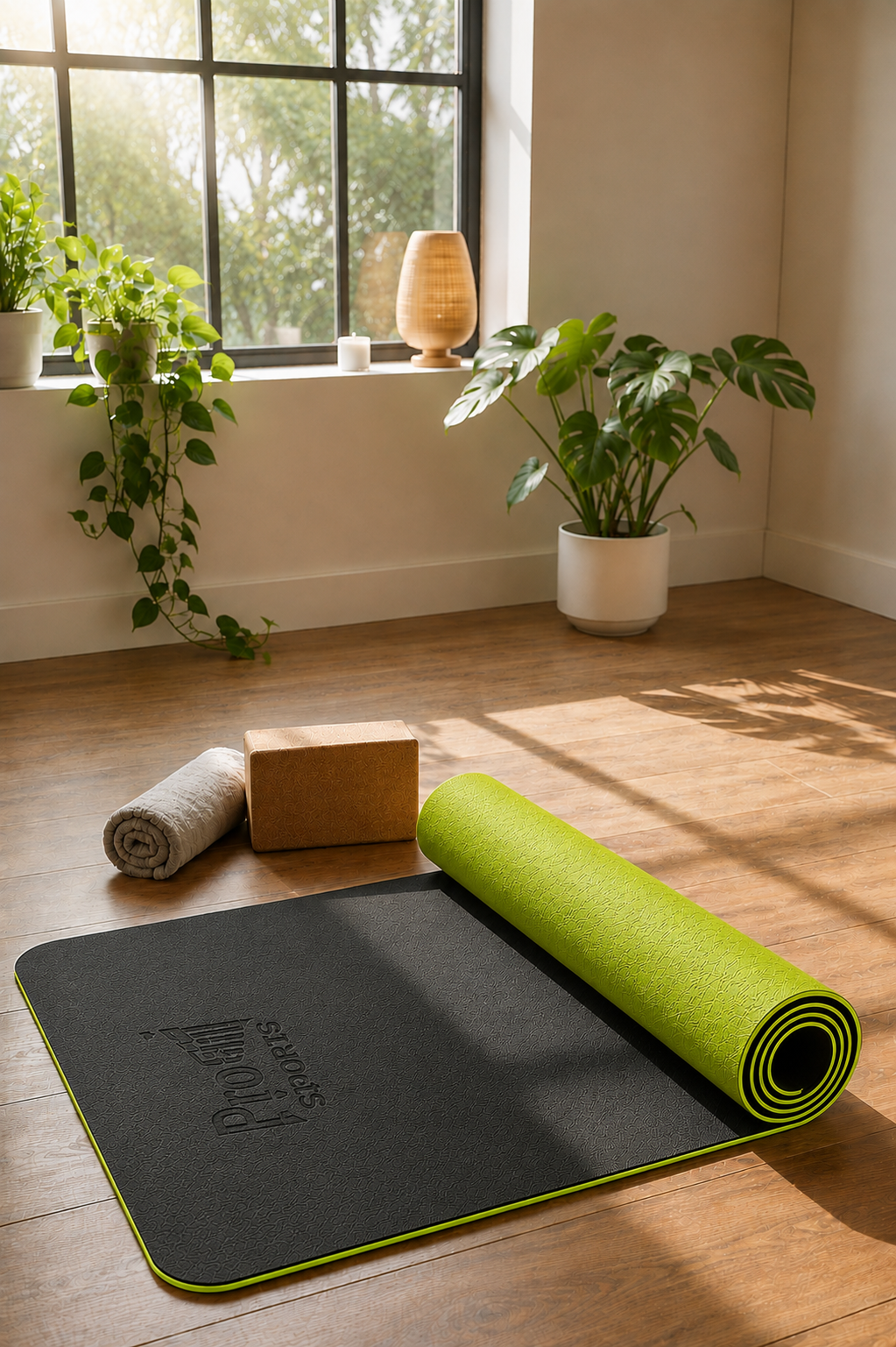 Reversible Studio Yoga Mat - Black/Green  by Profit Outfits