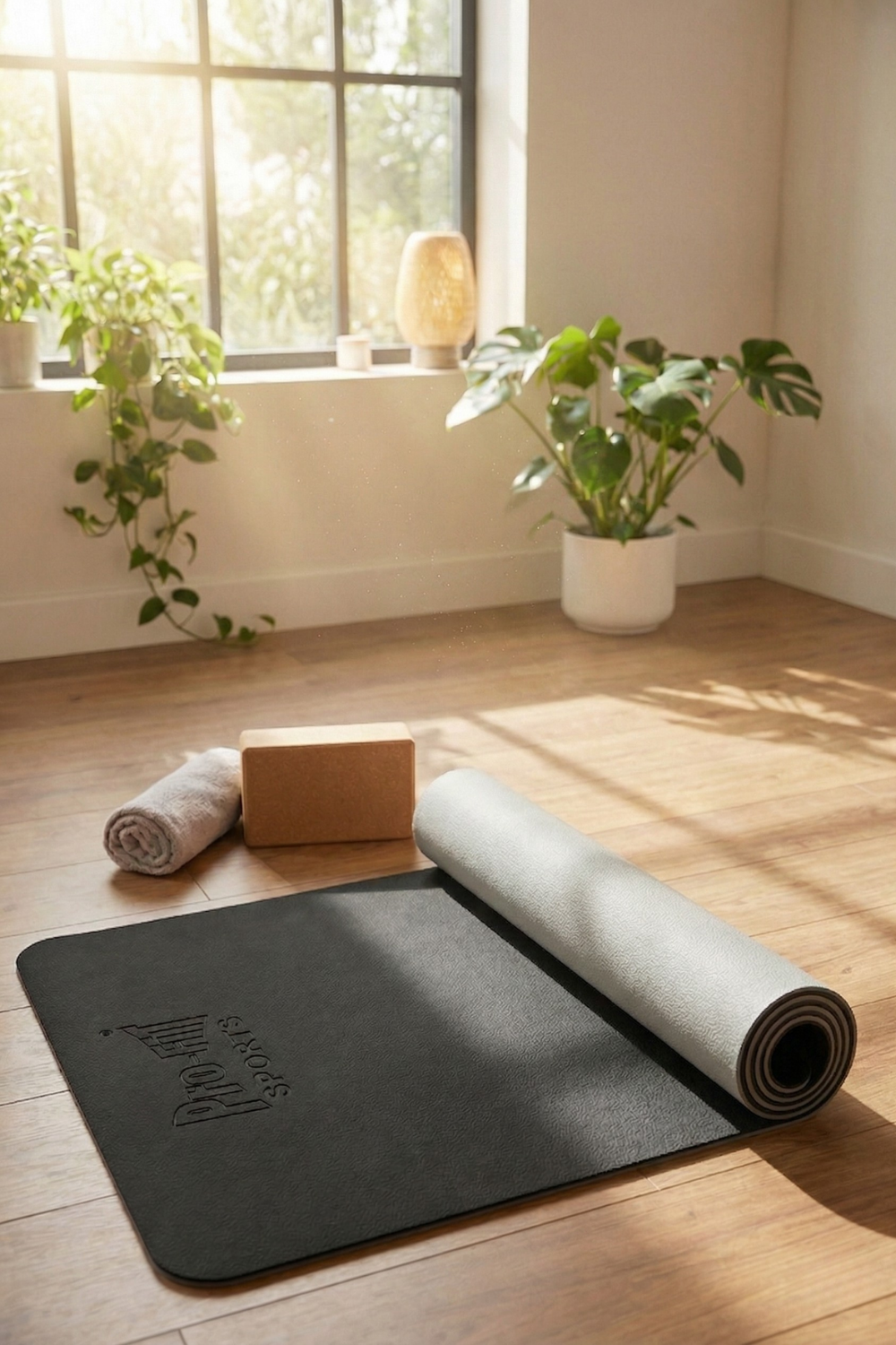 Reversible Studio Yoga Mat - Black/LT Gray Sporting Goods > Exercise & Fitness > Yoga & Pilates > Yoga Mats by Profit Outfits