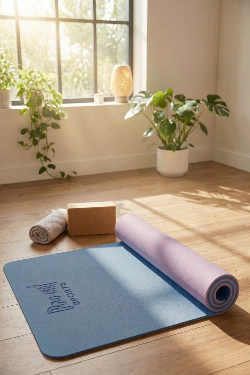 Reversible Studio Yoga Mat - Blue/LT Purple  by PROFIT OUTFITS