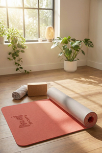Reversible Studio Yoga Mat - Coral Pink/LT Gray Sporting Goods > Exercise & Fitness > Yoga & Pilates > Yoga Mats by Profit Outfits
