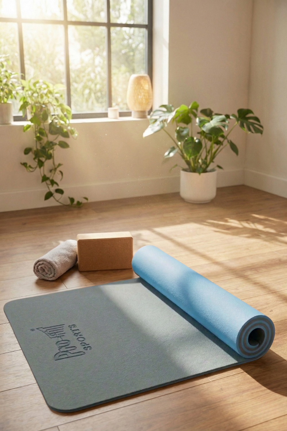 Reversible Studio Yoga Mat - Lichen Blue/Clear Sky  by PROFIT OUTFITS
