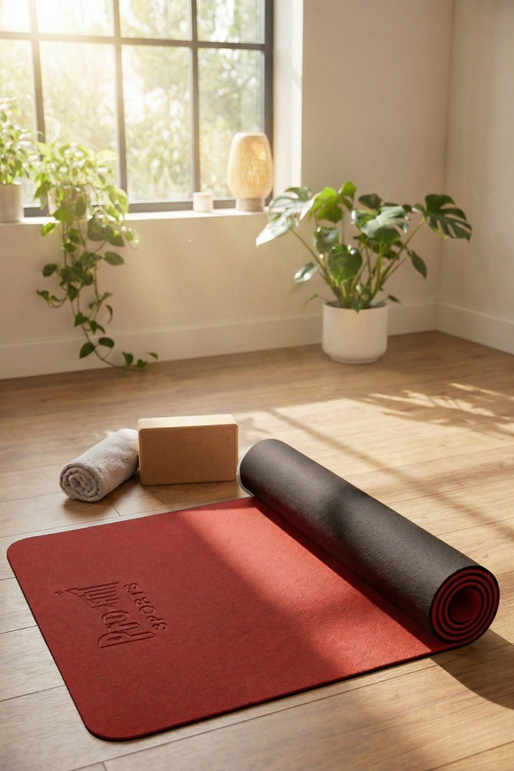 Reversible Studio Yoga Mat - Red/Black  by PROFIT OUTFITS