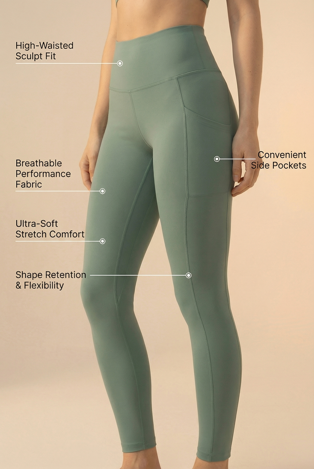 Sculpt Pocket Scrunch Legging in Fruit Green