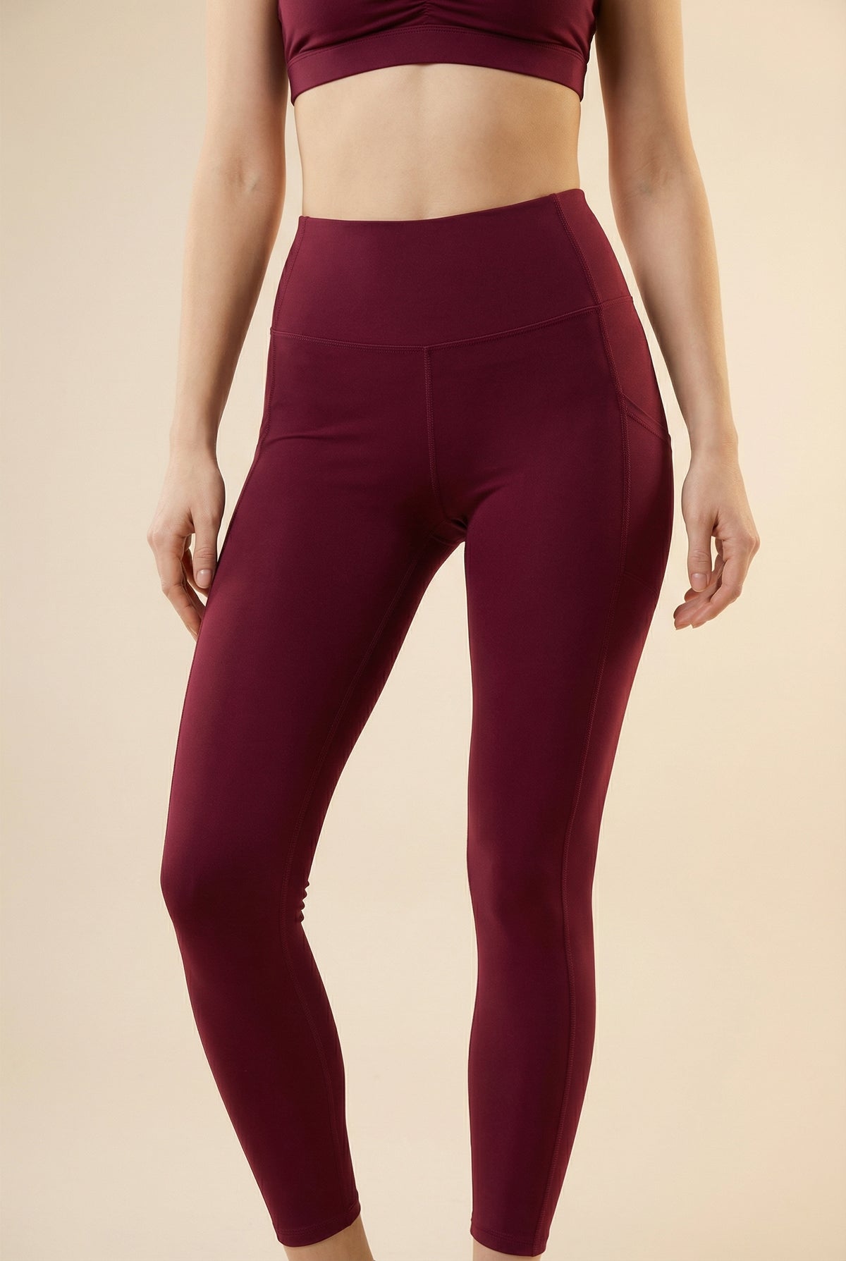 Sculpt Pocket Scrunch Legging - Date Red Apparel & Accessories > Activewear > Leggings > High-Waist Leggings by Profit Outfits