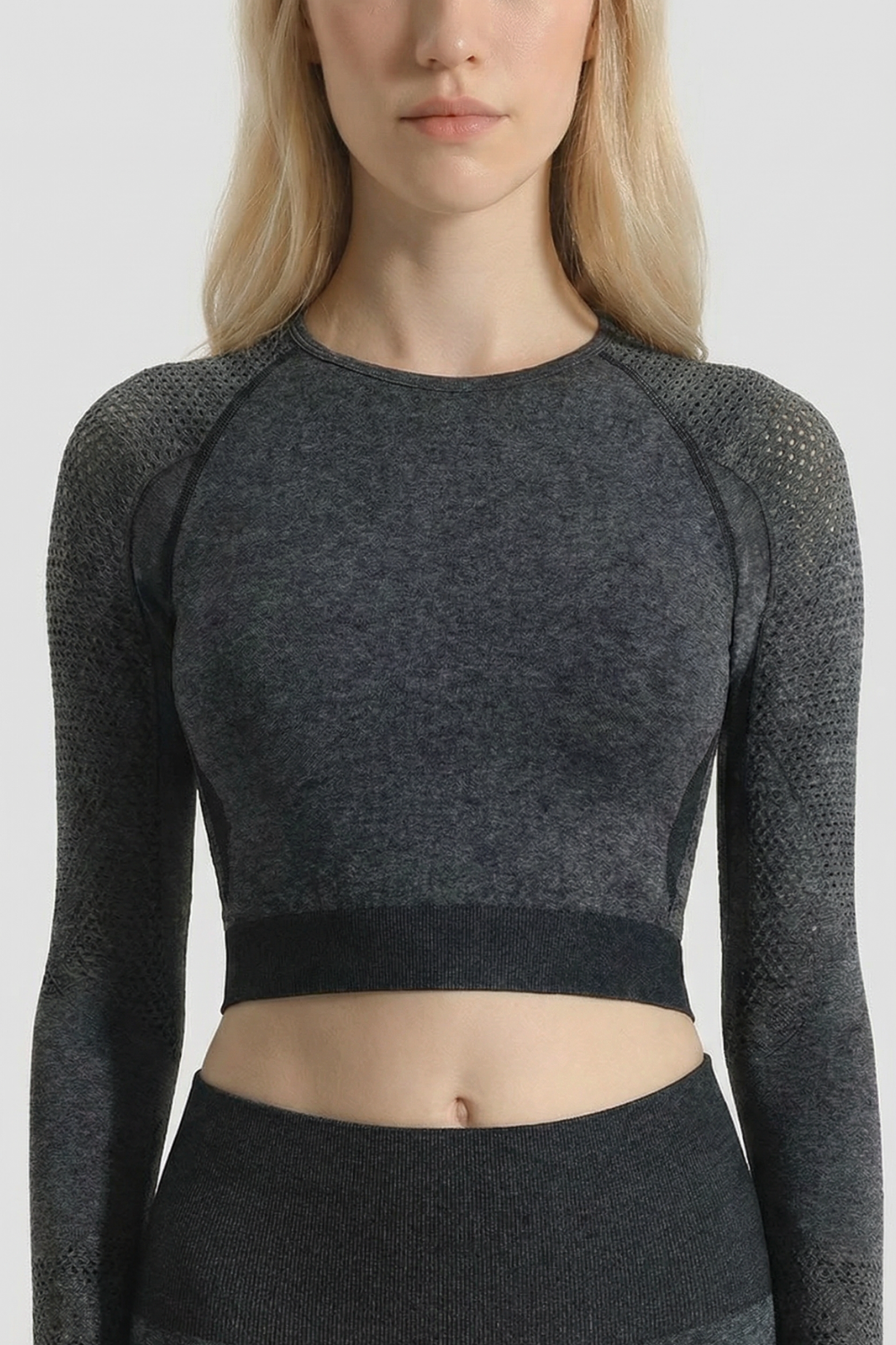 Seamless Long Sleeve Crop Top Apparel & Accessories > Activewear > Tops by Profit Outfits