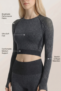 Seamless Long Sleeve Crop Top Apparel & Accessories > Activewear > Tops by Profit Outfits