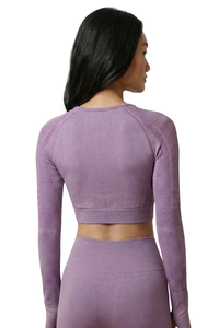Seamless Long Sleeve Crop Top Apparel & Accessories > Activewear > Tops by Profit Outfits