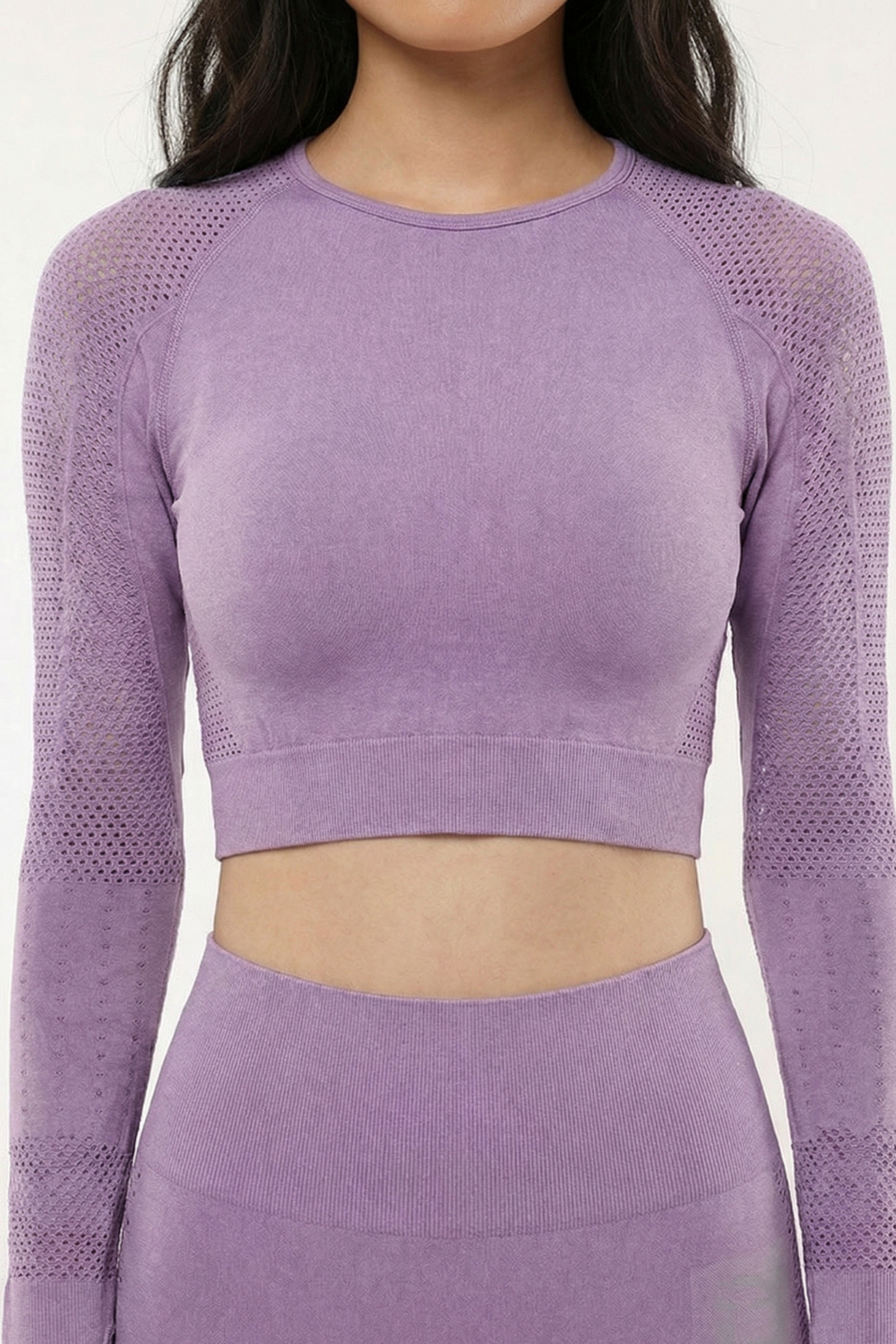 Seamless Long Sleeve Crop Top Apparel & Accessories > Activewear > Tops by Profit Outfits