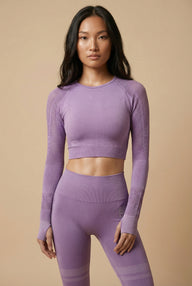 Seamless Long Sleeve Crop Top Apparel & Accessories > Activewear > Tops by Profit Outfits
