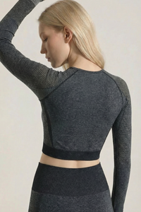 Seamless Long Sleeve Crop Top  by PROFIT OUTFITS
