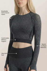 Seamless Long Sleeve Crop Top  by PROFIT OUTFITS