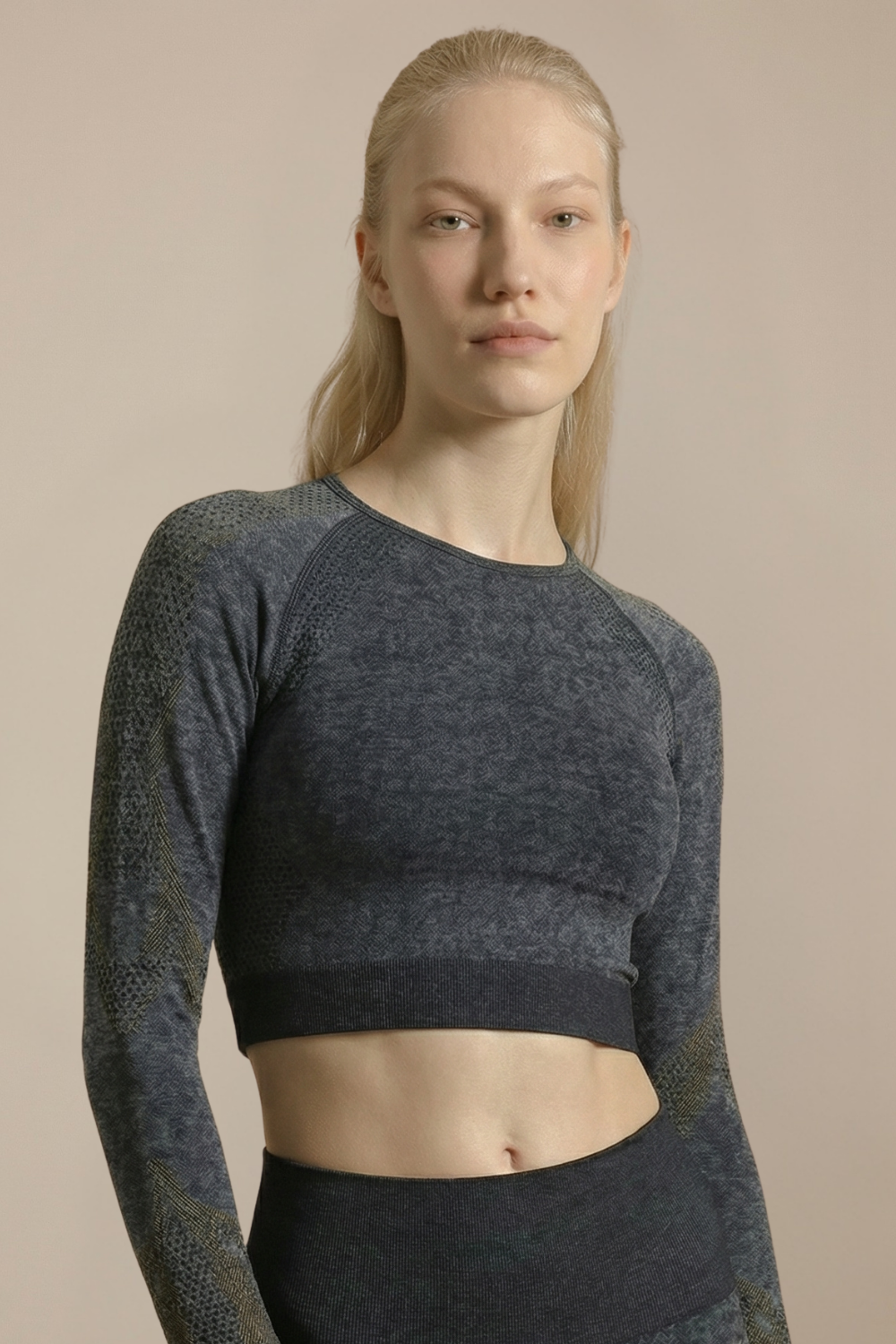 Seamless Long Sleeve Crop Top  by PROFIT OUTFITS