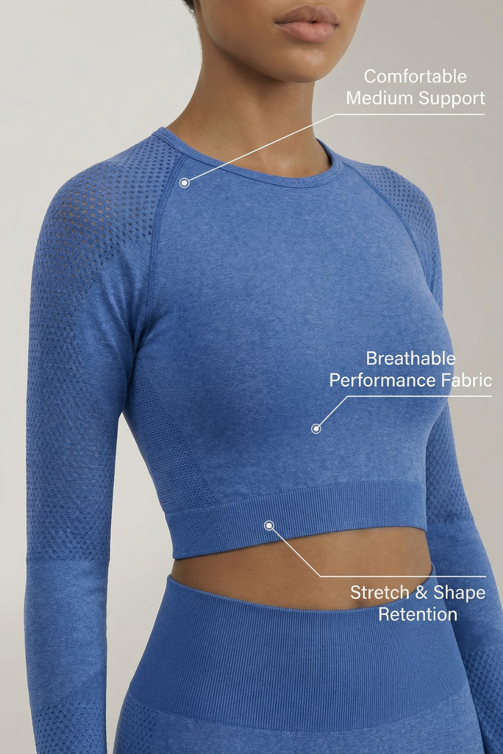 Seamless Long Sleeve Crop Top  by PROFIT OUTFITS