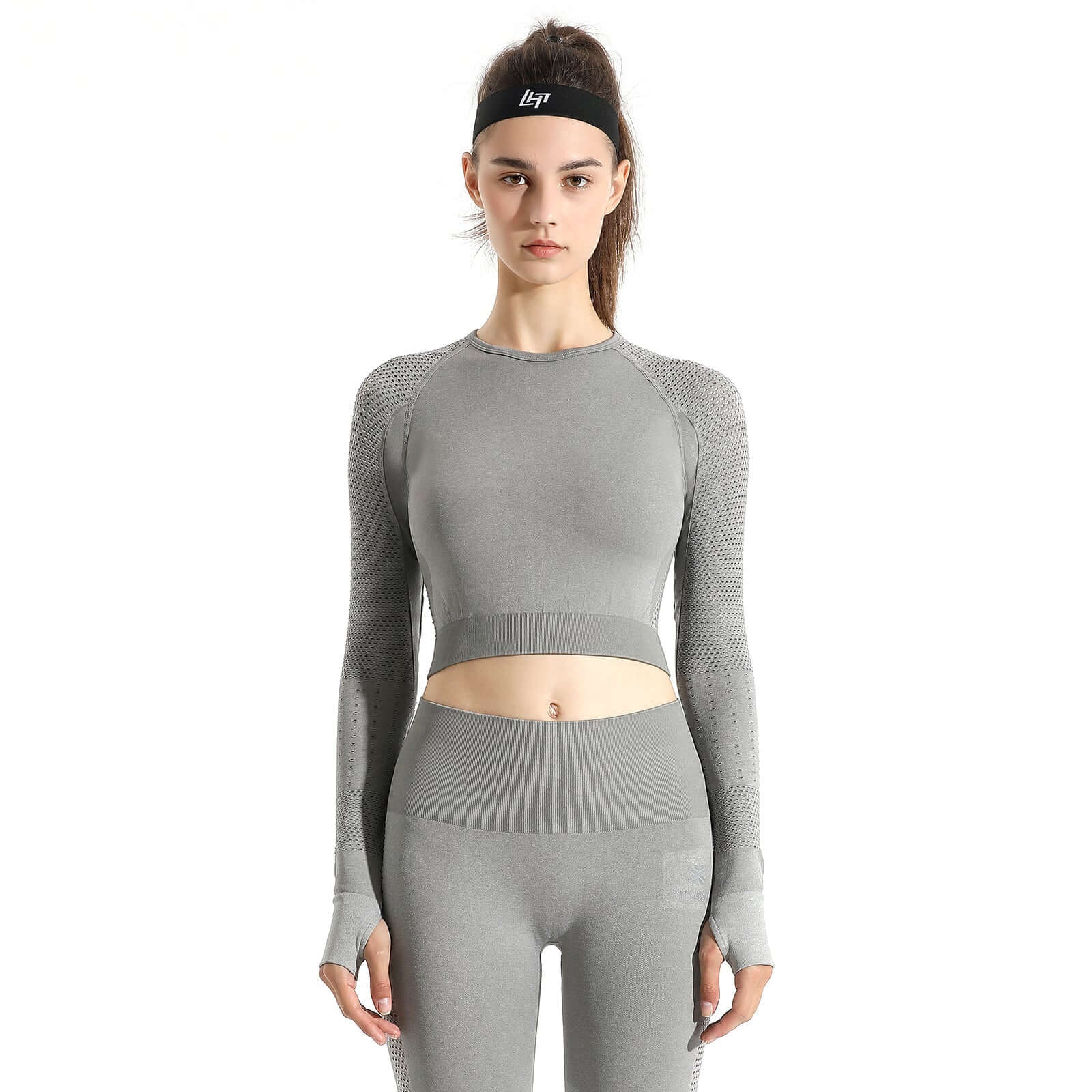 Seamless Long Sleeve Crop Top  by PROFIT OUTFITS