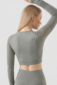 Seamless Long Sleeve Crop Top  by PROFIT OUTFITS