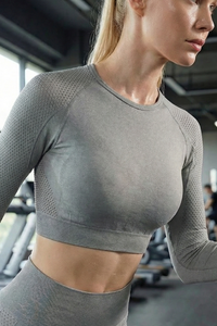 Seamless Long Sleeve Crop Top  by PROFIT OUTFITS