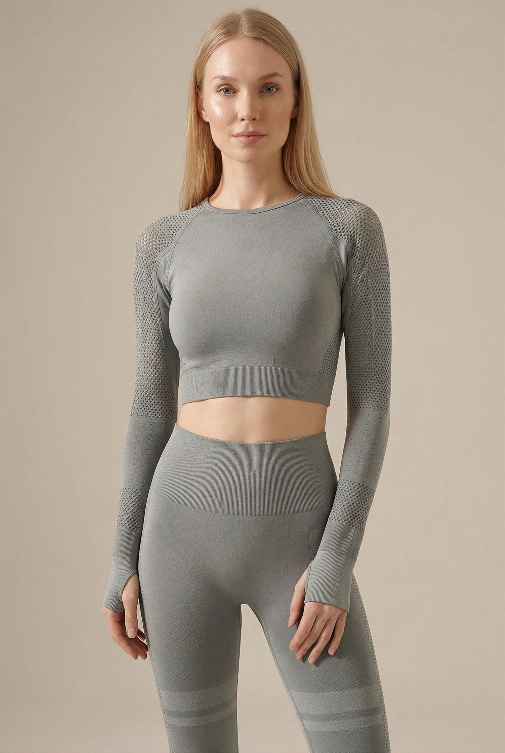 Seamless Long Sleeve Crop Top  by PROFIT OUTFITS