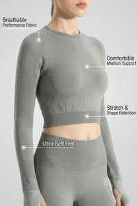 Seamless Long Sleeve Crop Top  by Profit Outfits