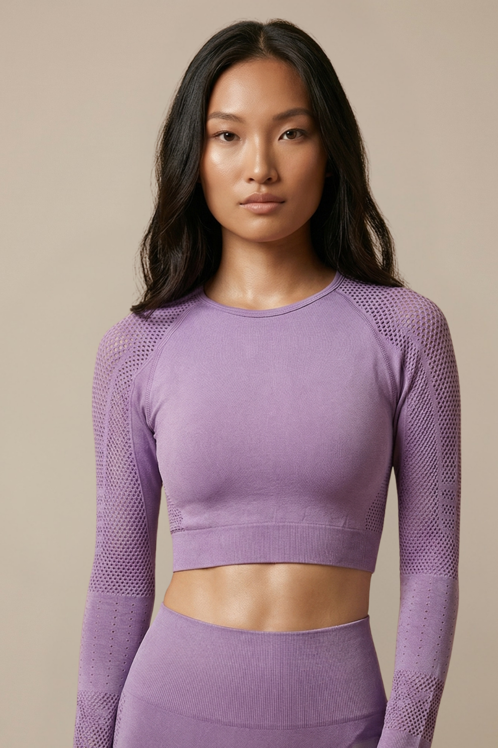 Seamless Long Sleeve Crop Top  by PROFIT OUTFITS